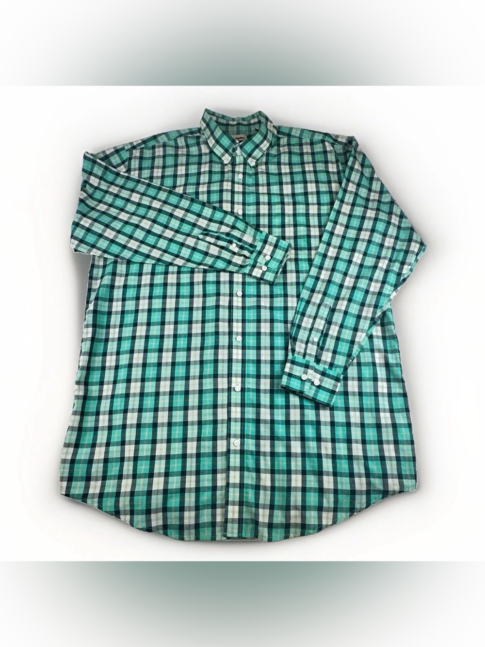 Wrangler Riata Mens 2XLT Teal Plaid Long Sleeve Button Down Shirt Western Casual